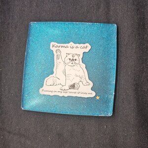 Handmade Beautiful Beacons Karma is a Cat Midnights Blue Swiftie Coaster